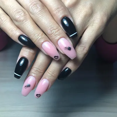Дизайн ногтей черный с розовым френч - 69 фото