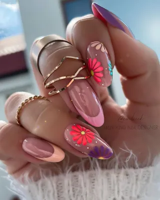 Купить 24 шт. французские накладные ногти волнистый дизайн накладные ногти  летний стиль градиент накладные ногти розовый фиолетовый сердце цветок  инструменты для дизайна ногтей | Joom