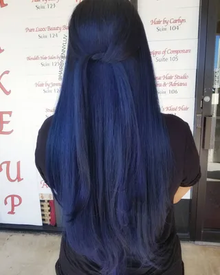 Синие пряди на черных волосах (75 фото)