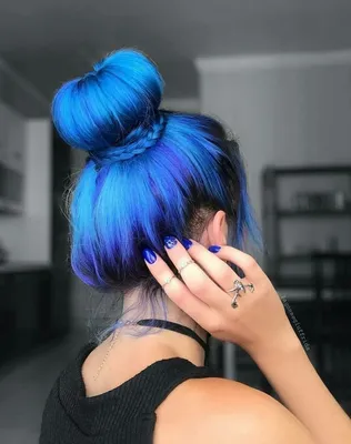 Темно синий цвет волос - 77 фото