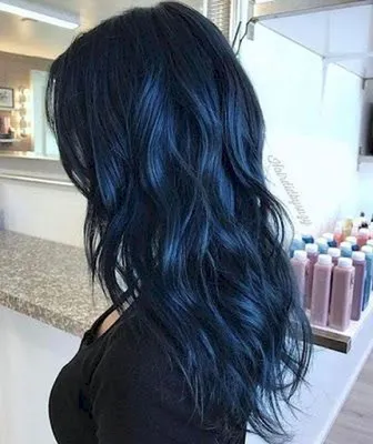 Темно синий цвет волос у девушек - 74 фото