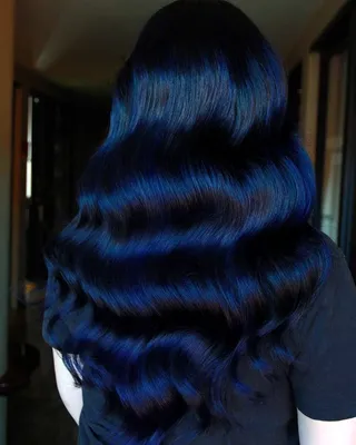 Черно синий цвет волос (77 фото)