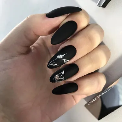 SEEYOUR.nails on Instagram: \"Если нравятся черные матовые ногти, то пишите  в комментариях +, если нет, то -. Маникюр от @mariagof_nails #черныйманикюр  #черныеногти #черныйматовыйманикюр #матовыйманикюр #матовыеногти  #космоснаногтях\"