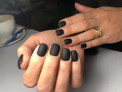 Catherine - Матовые маникюр, черные, стильные ногти