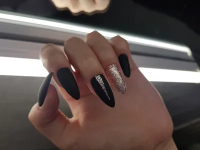 яркий черный полный покров акриловый наконечник для ногтей для девушки  красоты с блестками родительские средние миндальные накладные ногти|  Alibaba.com