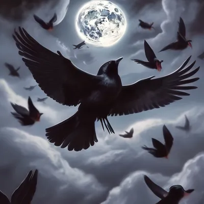 Гиф анимация Две черные птицы на ветке