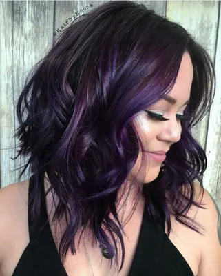 Фиолетовые кончики на темных волосах (42 лучших фото)