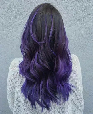 Pin by Даша Котик on # красота | Purple hair highlights, Purple ombre hair,  Black hair dye
