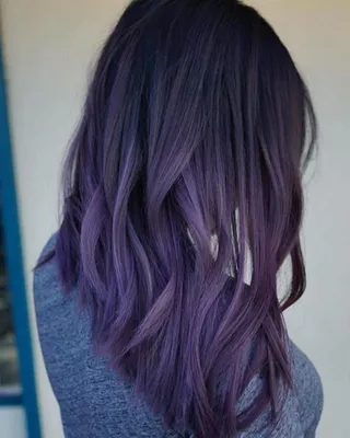 Черные волосы с фиолетовыми прядями (69 фото)