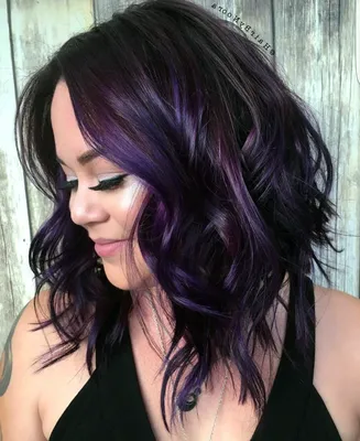 Фиолетовое мелирование на темные волосы (44 лучших фото)