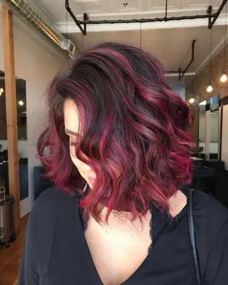 Балаяж на темные волосы (с красными прядями)- идеи | Tufishop.com.ua