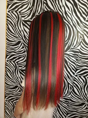 Черные волосы с красными концами - 76 photo