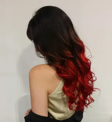 Черные волосы с красными концами (69 фото)