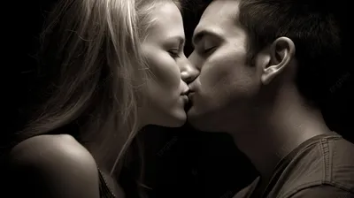 мужчина и женщина целуют черный фон в романтической позе, картинка  целующихся любовников, любовь, любовники фон картинки и Фото для бесплатной  загрузки