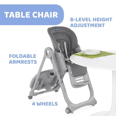 CHICCO POLLY MAGIC RELAX High Chair with Seat Reducer and Play Arch,  Suitable from Birth, 4 Wheels, Adjustable to 8 Different Heights, Made in  Italy. Cerulean : Amazon.de: Baby Products