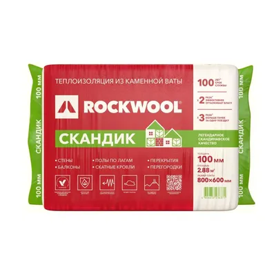 Утеплитель Rockwool Лайт Баттс Скандик 800*600*100мм 2.88м2 0.288м3 минвата  (базальт) Поставщик№ 179 Москва Молодцова - купить по цене 1036 руб. в  Москве