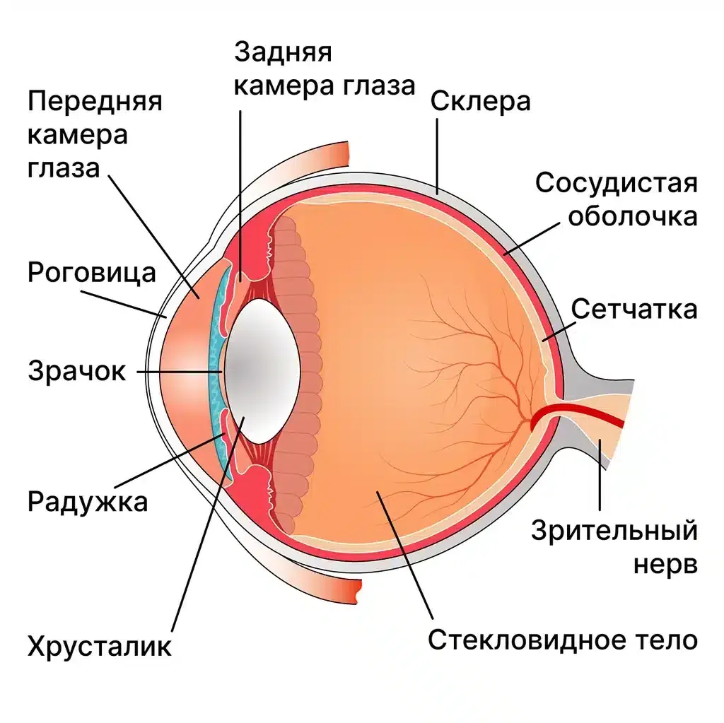 Сетчатка а в 2 3. Строение глаза человека схема. Сетчатка сосудистая оболочка склера. Полное строение глаза человека. Строение глаза человека анатомия.