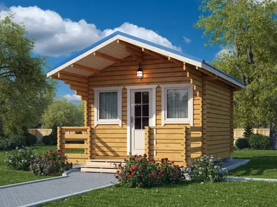 Модульный домик для дачи с просторной угловой террасой, 35 м2 - купить в  Москве, проекты от «Srub.Store»