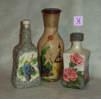 Декупаж бутылок. Четыре сезона. | Bottle art, Bottles decoration, Decoupage  glass