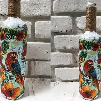 Bottle decorated with cloth. Decoupage tutorial - YouTube