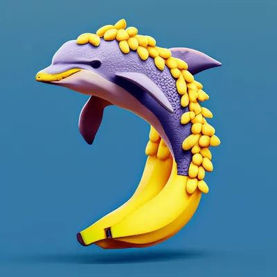 Дельфин в виде банана ￼» — создано в Шедевруме