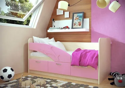 Купить Детская кровать \"Дельфин №3\" 1,6 м., 3 ящика с ручками в  Новосибирске недорого - интернет-магазин мебели