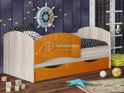 Кровать Дельфин синий - цена 12 590 руб. купить в интернет-магазине  «МЕБ-УРАЛ» в Воркуте