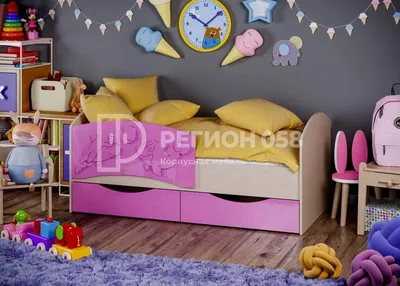Купить Кровать Дельфин 2,0*0,8м (Розовый металлик, дуб беленый) в Мурманске.Кровать  Дельфин 2,0*0,8м (Розовый металлик, дуб беленый) цена 2021 Мебель в  Мурманске