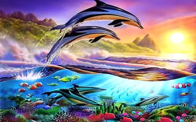 Дельфины ~ Открытка (плейкаст)