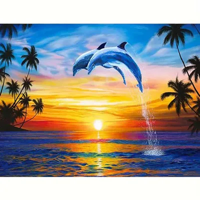 Прыжок дельфинов на закате. Обои с животными, картинки, фото 1600x1200