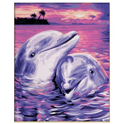 Картинка Дельфины, закат, море HD фото, обои для рабочего стола