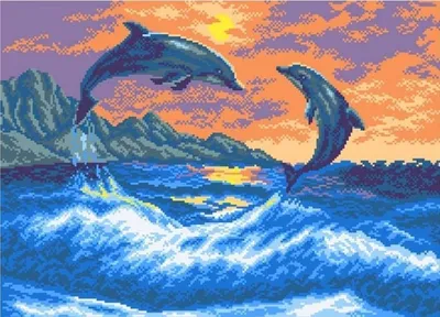 Картина на холсте \"Пара дельфинов в море\"
