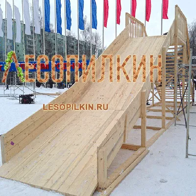 Зимняя деревянная горка Савушка \"Зима wood-3