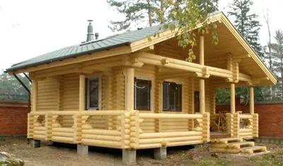 1-52 Проект деревянного дома с террасой - Проекты ДЕРЕВЯННЫХ домов