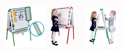 Детская доска для рисования двусторонняя магнитная с набором букв и цифр. В  деревянной оправе 37,5