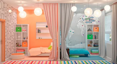 Детская комната для разнополых детей фото фото