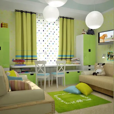 Дизайн интерьера детской комнаты для двоих - фото проектов детской с одним,  двумя окнами