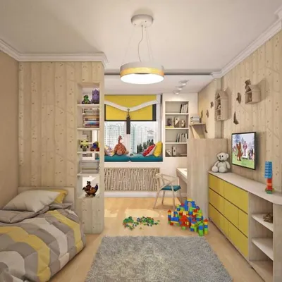 Интерьер детской комнаты для двух разнополых детей.