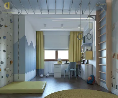 Просторная комната для мальчика со спортивным уголком ⋆ Фабрика мебели  «Mamka™» ᐈ Эксперт детского пространства