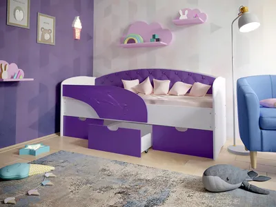 Кровать детская Дельфин/Алиса 1.8 б/м (Дуб белфорт/Розовый) купить в  Находке по низкой цене в интернет магазине мебели