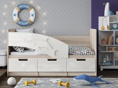 Купить Детская кровать Дельфин-1 ваниль матовый / белфорд 80х180 см за 11  790 ₽ в Твери с доставкой | НОНТОН