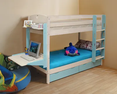 Купить кровать-трансформер для новорожденных. Купить детскую мебель. Купить  Детская двухъярусная кровать трансформер 3 в 1 Binky ДС702 White/White ДСП.