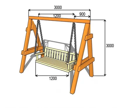 Чертежи с размерами садовых качелей из металла и дерева: 75 фото