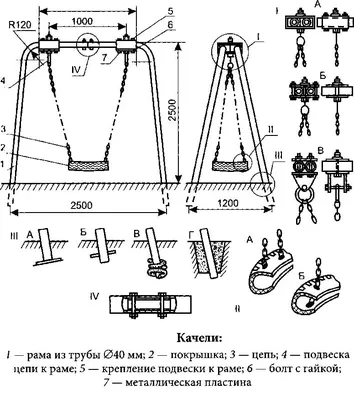 Детские качели своими руками, советы, чертежи и фото