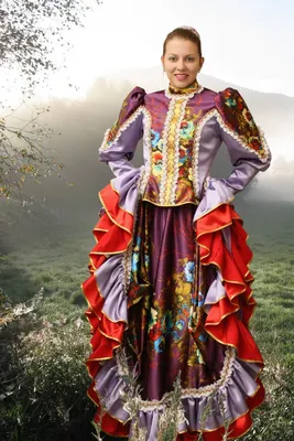 Казачий костюм на девочку Аксиньюшка синий цветочный принт купить в  kaskad-prazdnik.ru за 6000 руб.