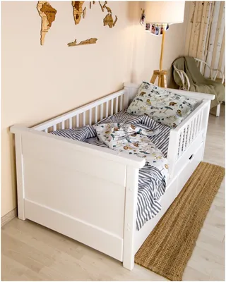 Кровать детская Мечта classic (с ящиками, с бортиком, белая, деревянная,  для детской), 160х80 — купить в интернет-магазине по низкой цене на Яндекс  Маркете