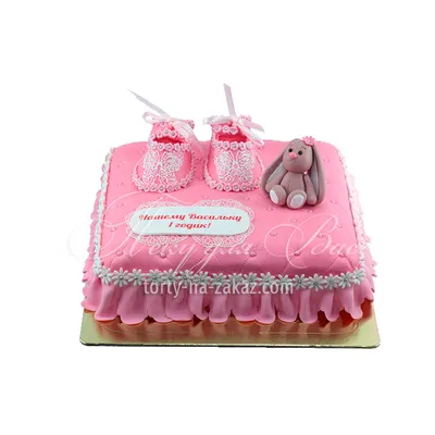 Торт детский мастичный для девочки на 1 годик «Подушечка с пинетками» на  заказ в Самаре от студии «Пеку для Вас!»