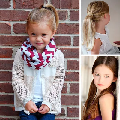 Красивая детская прическа для девочки на длинные волосы / Детские прически  для девочек - на праздник, на каждый день. Цветы из ткани, из атласных  лент, заколки для волос / Лунтики | 2632
