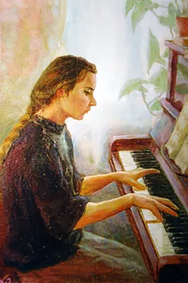 Картина по номерам \"Девушка и пианино\"