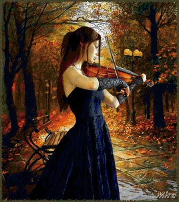 Девушка со скрипкой в руках, стоит…» — создано в Шедевруме